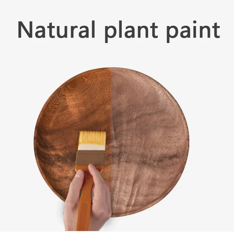 Japanese household dishes acacia wood round tableware salad dessert tray vintage dinnerware set plates serving platter