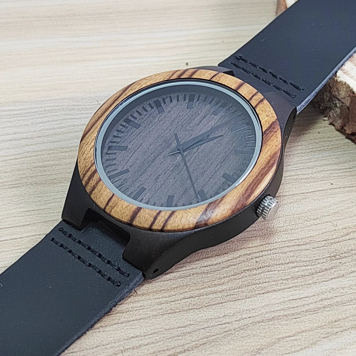 Vintage wooden wrist watches for men & women leather strap clock quartz wood personalized men’s birthday gift wholesale