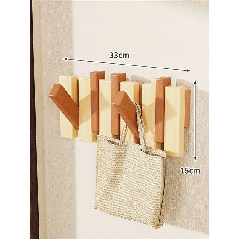 Wood piano key hanger - wall/door mount hidden hooks holder - entryway decor no-drill - hanging wall rack - g2