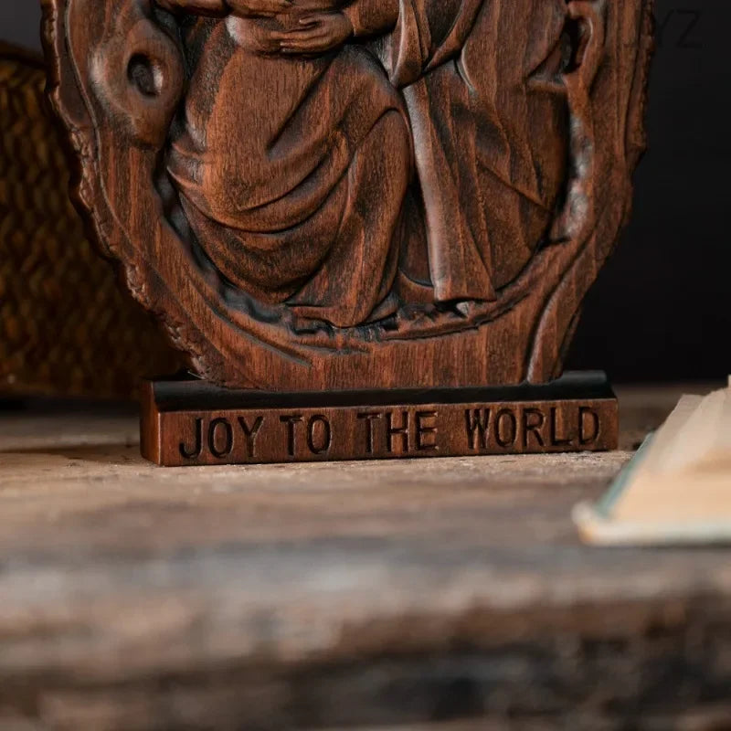 Church nativity natural wooden desktop ornaments baby jesus holy family statue home decor - religious (christian)