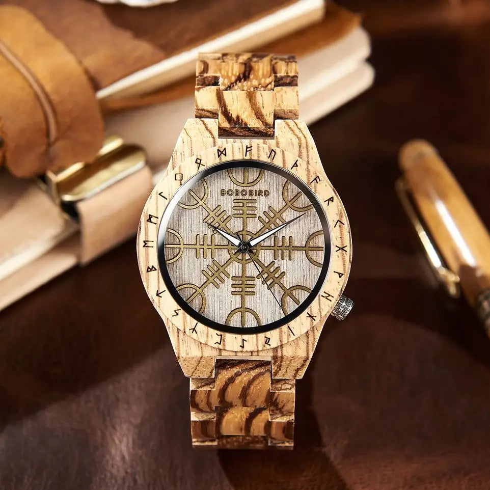 Bobo bird viking men’s watch wooden wristwatch male timepieces customize gift for men with wood box