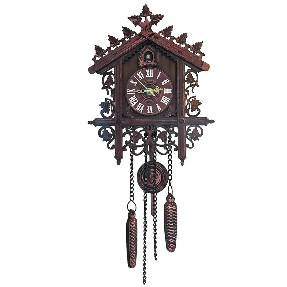 Vintage cuckoo clock tree house swing wall with roman numbers - handcrafted mdf wooden home decor for bedroom office