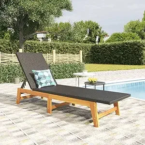 Sun lounger with table tanning chair backyard furniture patio daybed sofa pool suitable for beach lawn poolside garden