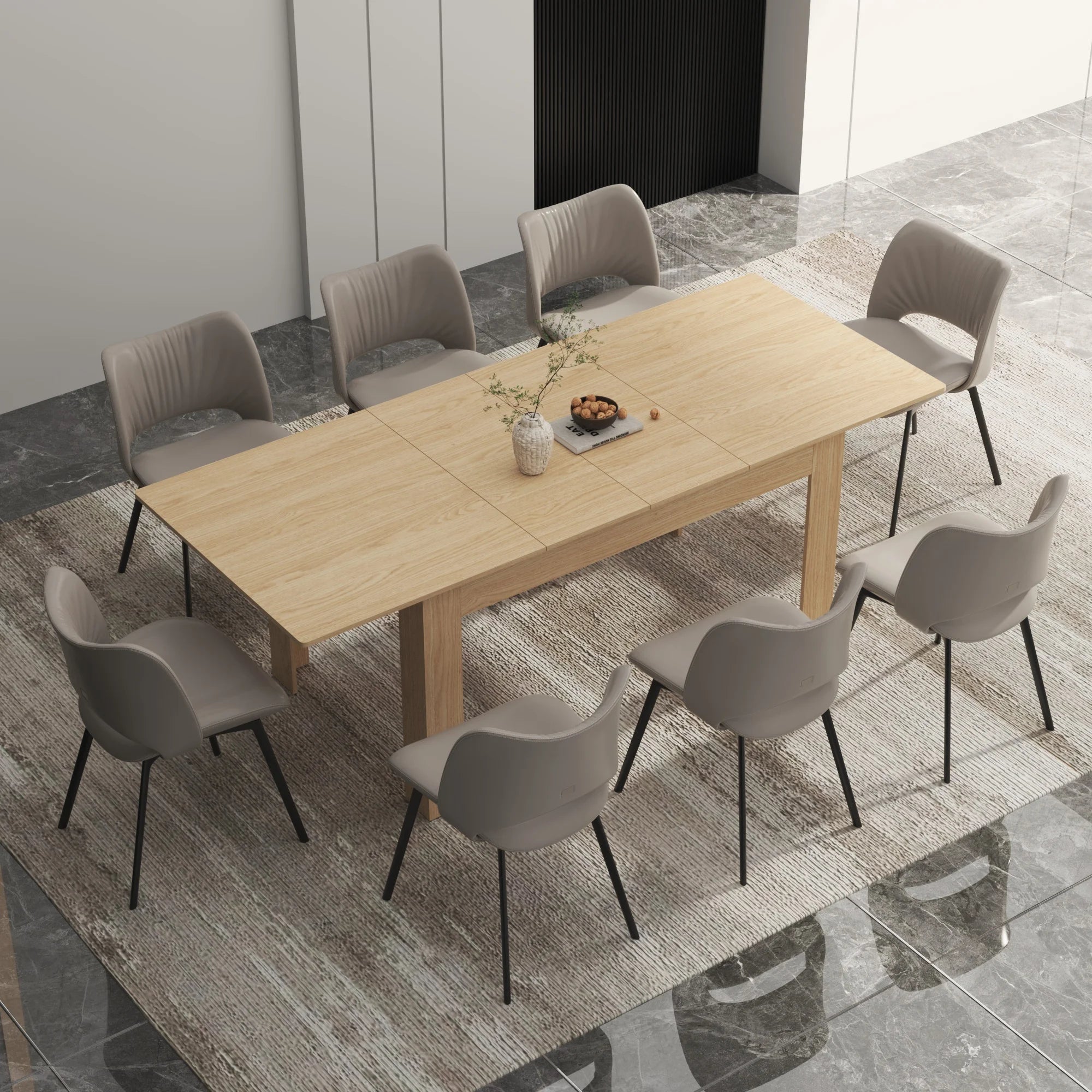 Extendable dining table for 6-10 person wooden room modern gatherings meeting kitchens - wood color 150cm / united