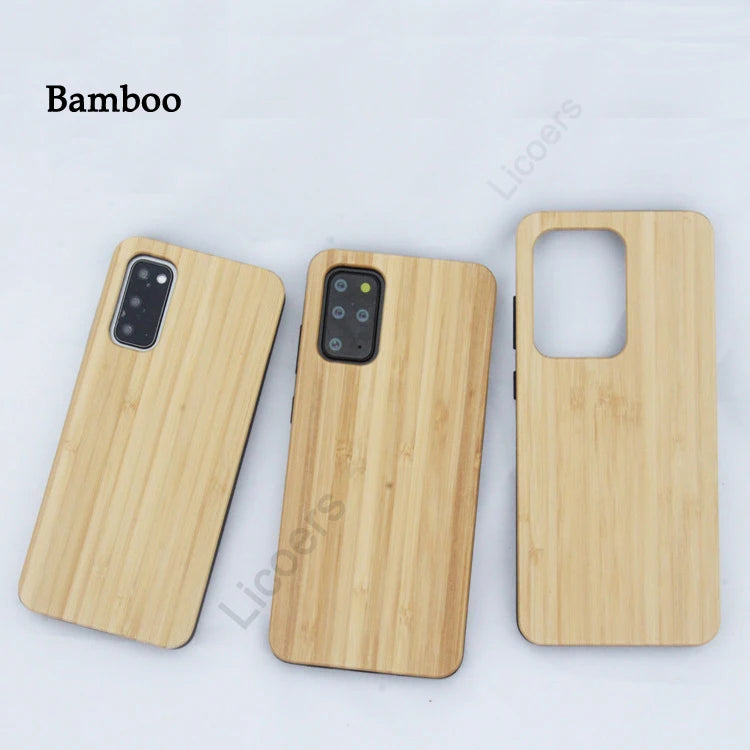 For samsung galaxy s25 s24 s23 s22 s21 fe note 20 s20 ultra plus case thin solid natural wood cherry walnut bamboo