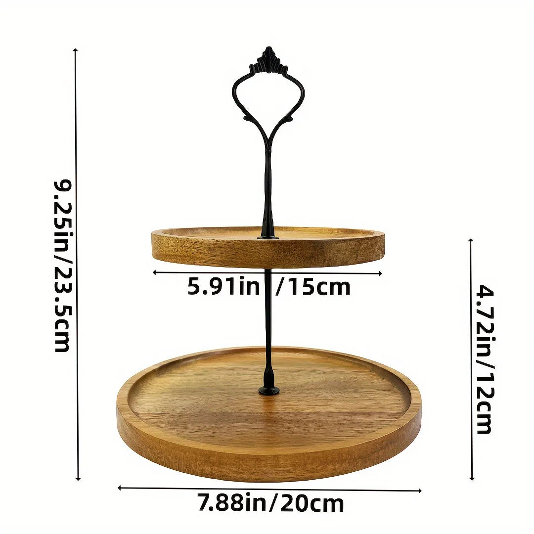 Japanese solid wood fruit plate factory wholesale wooden tray multi-size high-value snack - double-layer black / 6