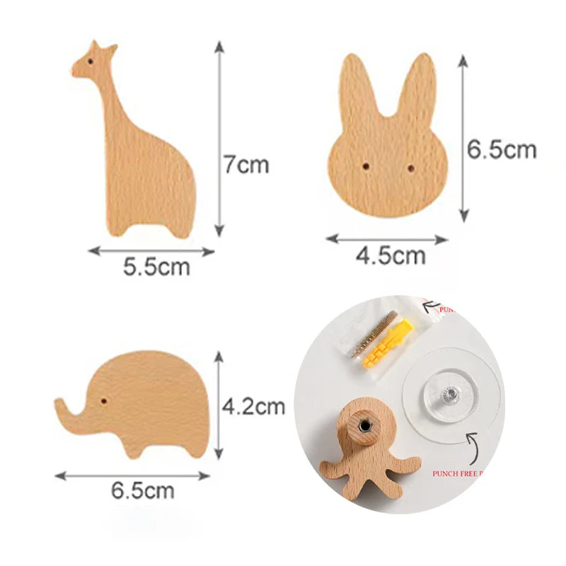 3pcs wood hooks organization wall holder clothes hanger keychain door hook bathroom kitchen accessories deco for home