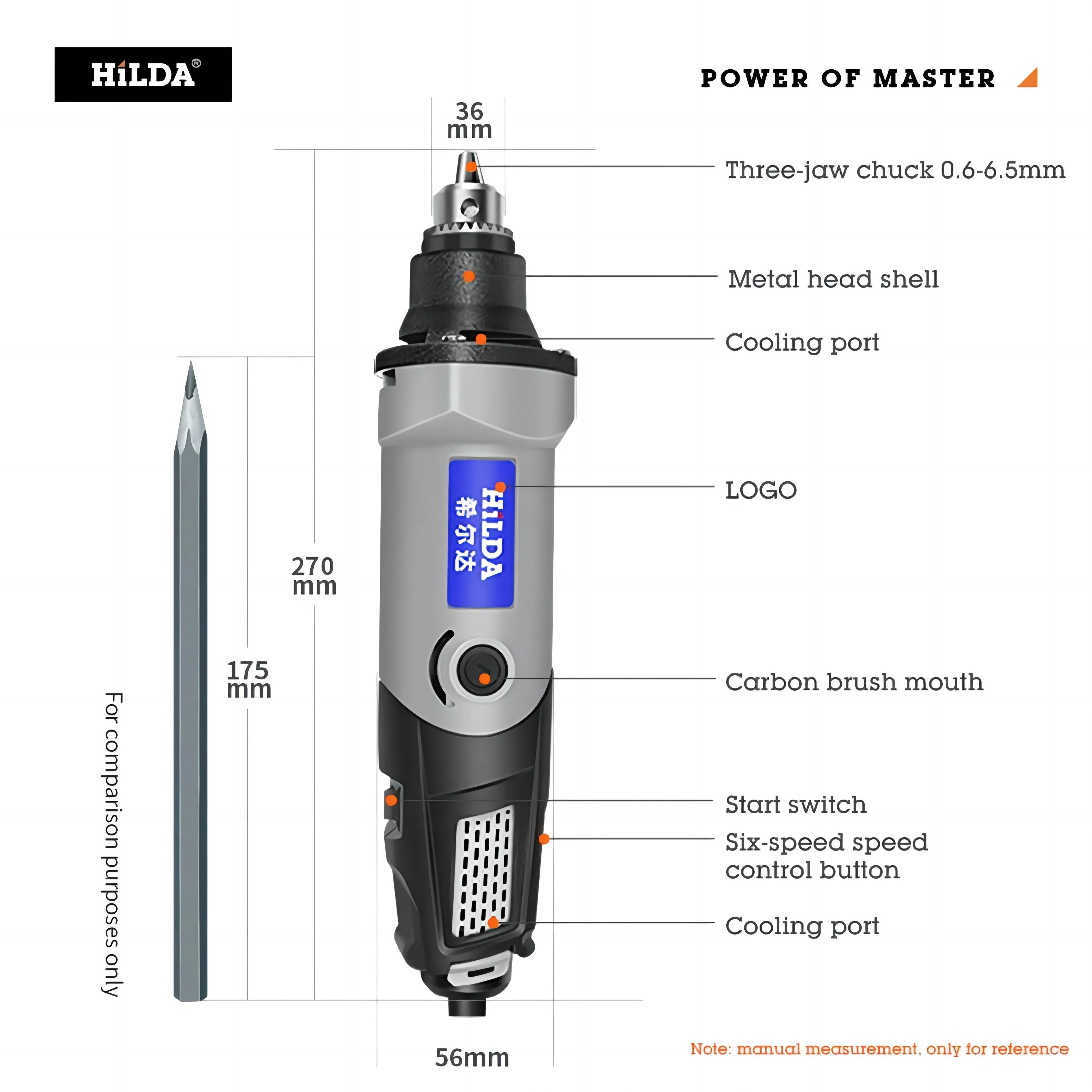 Hilda 500w rotary tool variable speed accessories kit cutting detail sanding engraving wood carving and polishing