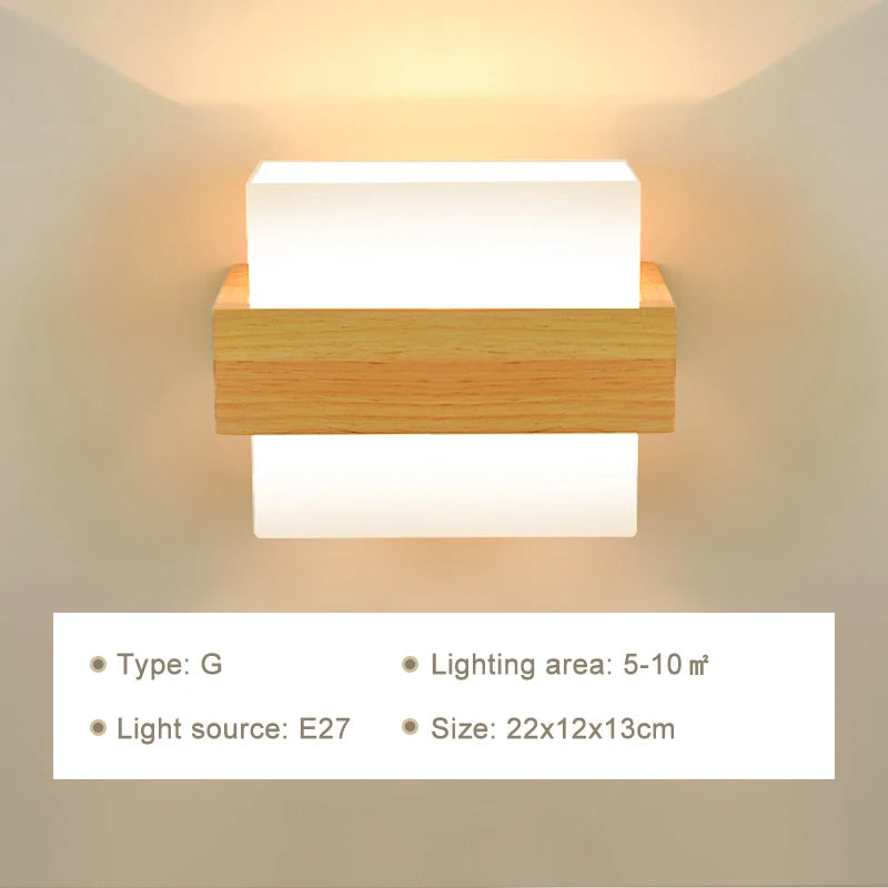Modern led wall lamps wooden lights bedroom bedside stairs corridor interior mounted lighting sconce home decor light