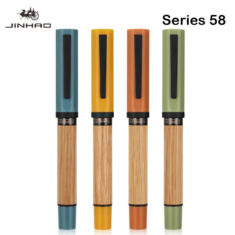 Jinhao 58 wood fountain pen high quality colors student f ef nib ink calligraphy stationery school office supplies