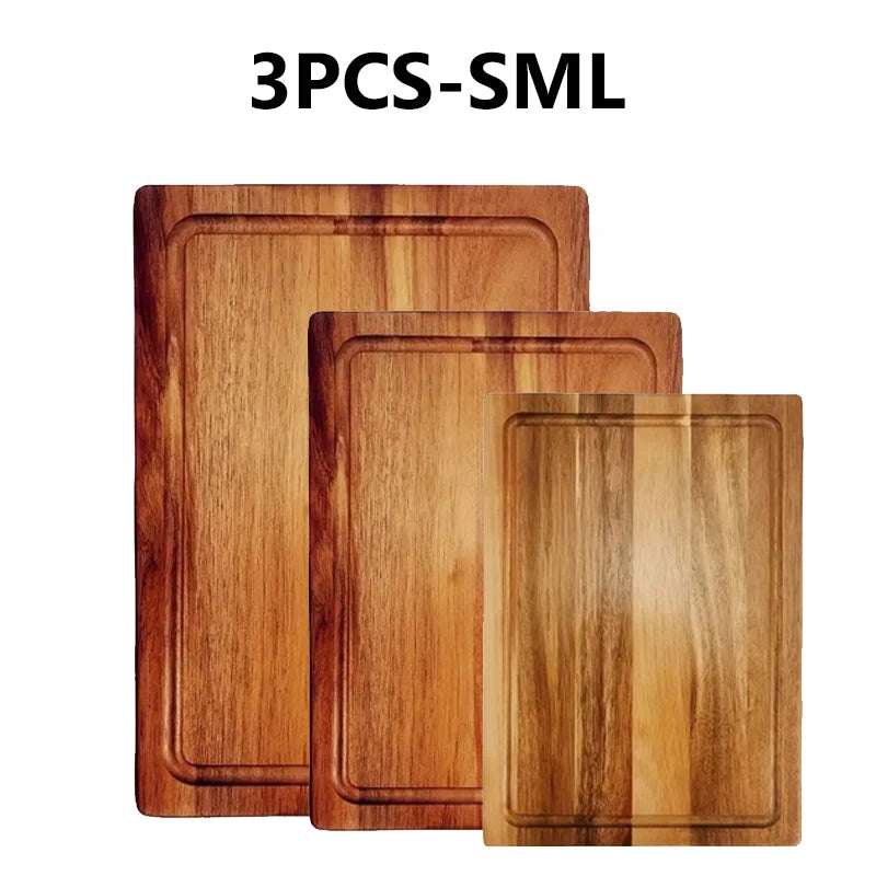 Wxcoo wooden cutting boards chopping blocks butcher block cheese fruit board meat for kitchen tools - 3pcs