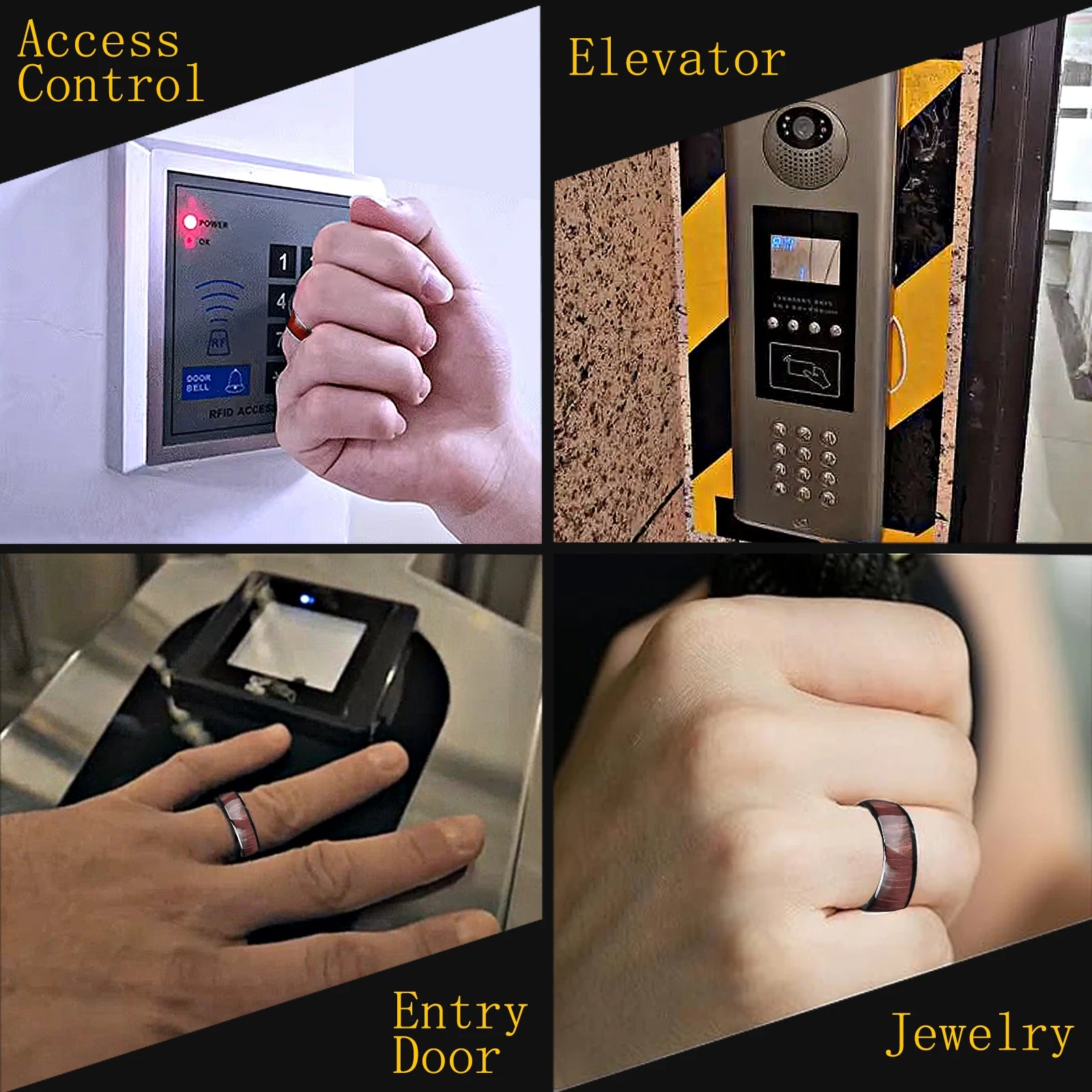 T5577 chip epoxy wood grain ceramic rewritable 125khz rfid smart finger ring for clone tk4100 or em4100 keycards