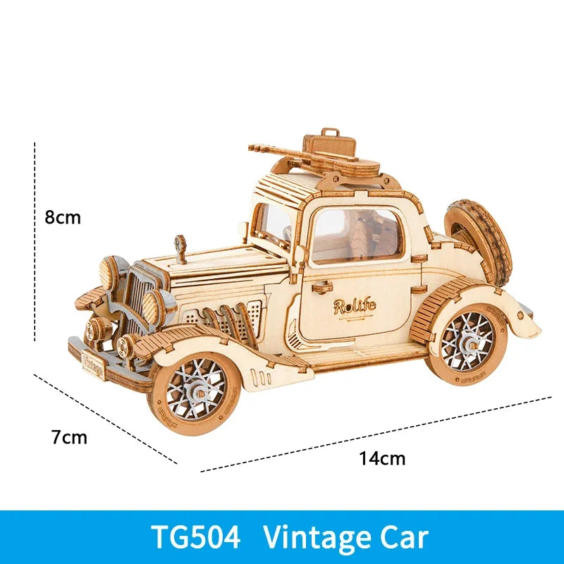 Robotime rolife vintage car model 3d wooden puzzle toys for chilidren kids adult tg504 - united states