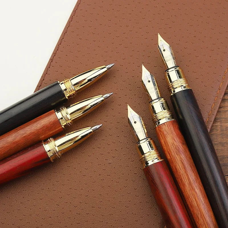 luxury-quality-brand-red-wood-fountain-pen-brass-copper-calligraphy-golden-ink-pens-business-office-school-supplies-stationery