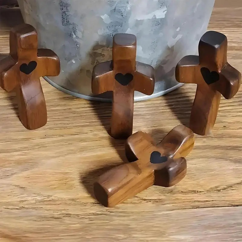 Wooden prayer crucifixion jesus encouragement black walnut palm crucifix lightweight relieve stress hollowed out heart