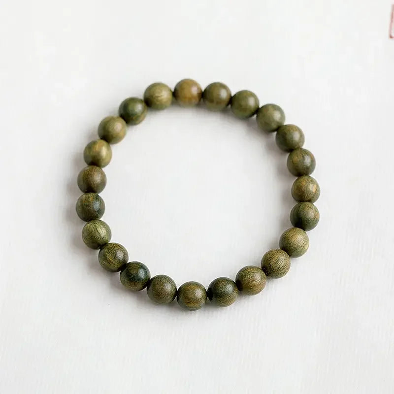 Green sandalwood lotus cinnabar bracelet wooden buddha beads unisex bring in wealth and treasure handstring couple