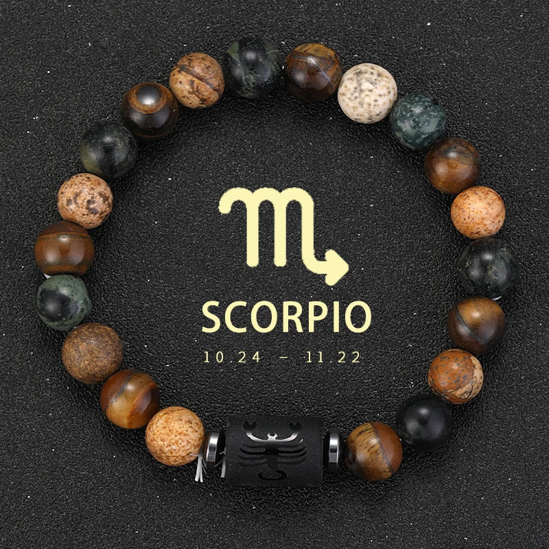 12 zodiac bracelets natural stone cancer virgo leo libra bracelet couples friendship gifts jewelry pulsera hombre