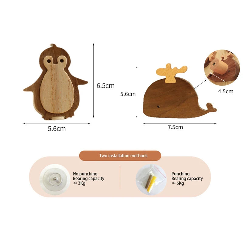 3pcs wood hooks organization wall holder clothes hanger keychain door hook bathroom kitchen accessories deco for home