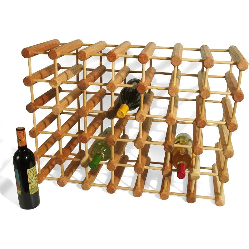 40-bottle wood wine rack stackable storage for cellar/kitchen sturdy modern design with natural pins - united states