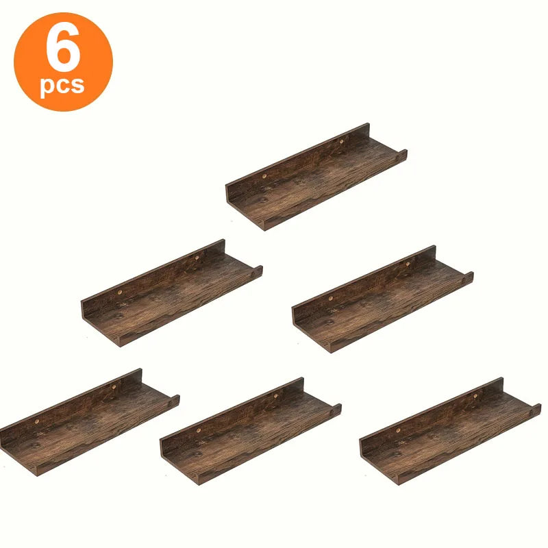 Solid wood partition frame 6-piece set floating shelf shelves shelf,15.7 inches long strong load-bearing capacity
