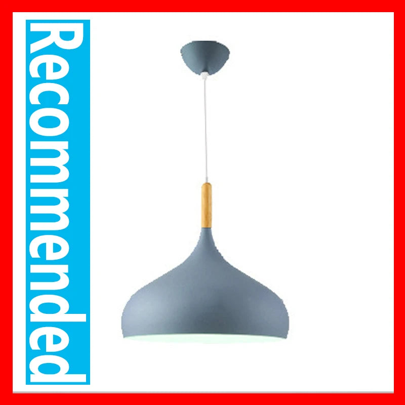 Nordic colored chandelier wooden pendant light bedroom living room led lamp single head aluminum children lighting