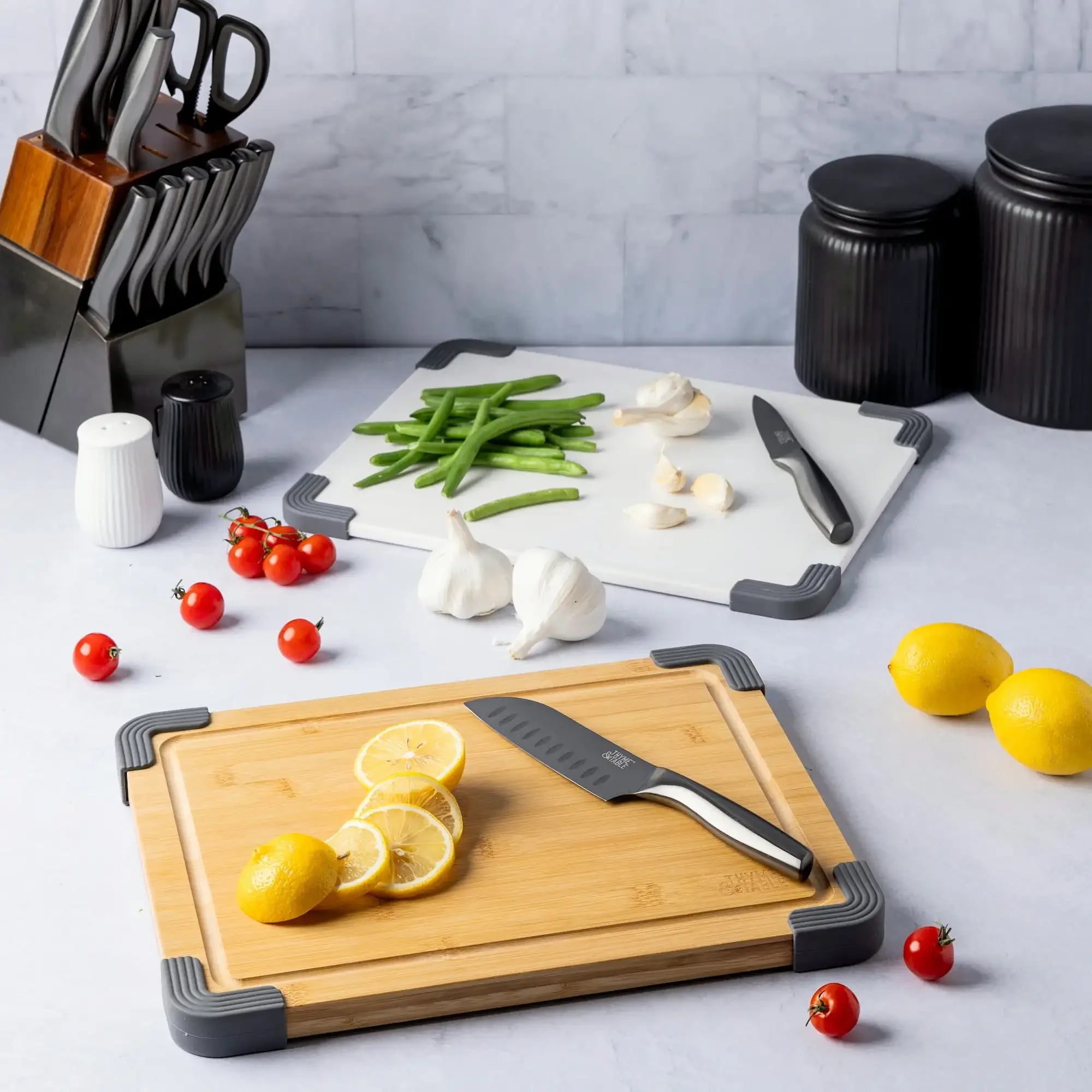 2-piece polyester and wood cutting board set - upgrade your kitchen with durability style - united states