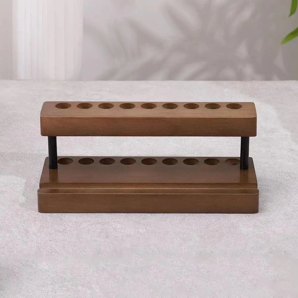 1pc walnut wood pen holder desk organizer phone stand storage retro wooden stationery - wooden