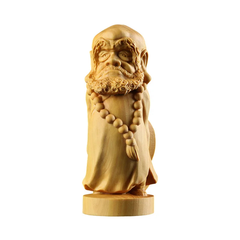 Boxwood 9cm 13cm dharma sculpture wood figure buddha statue cartoon zen master home decor - religious (buddhist)