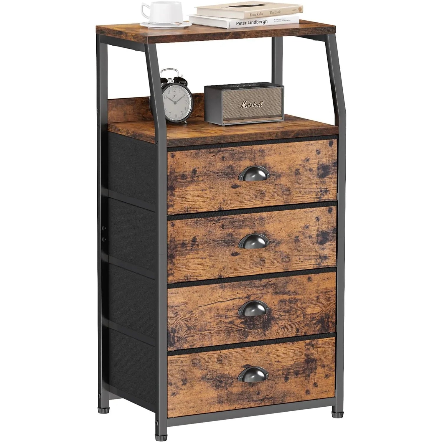 Night stand tall 4 drawers dresser for bedroom hallway nursery closet organizer nightstand bedside table furniture