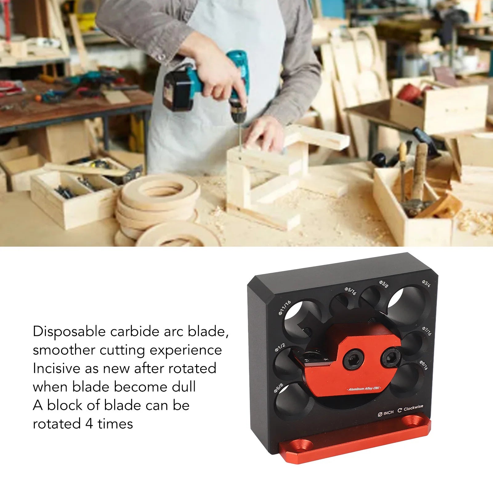 Dowel maker jig tool carbide inserts 8 different hole diameter aluminum alloy for woodworking - as show / united states