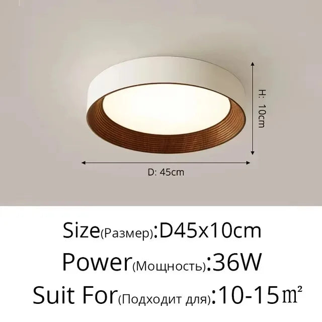 Nordic creative wood grain ceiling lamp minimalist round led chandelier living room balcony bedroom hotel decor