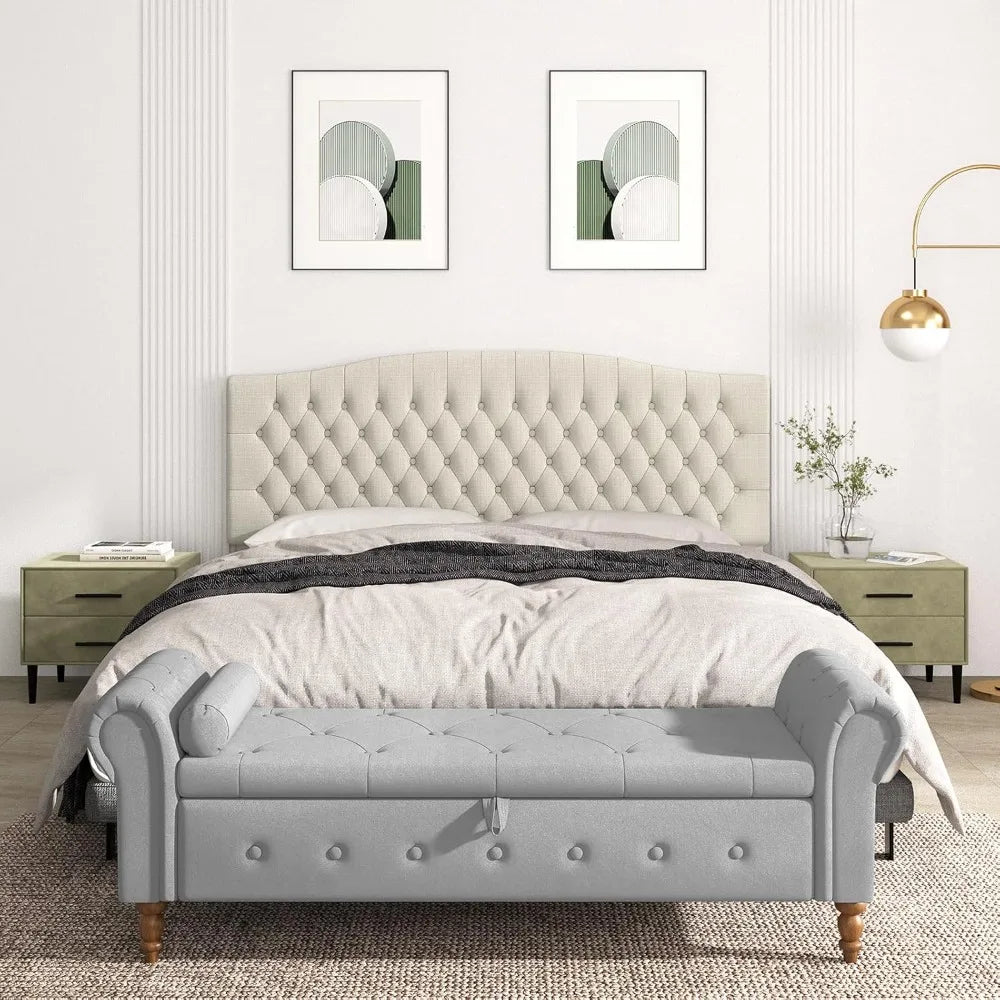 Headboard only upholstered king size for adjustable bed linen tufted wall mounted head board with solid wood leg