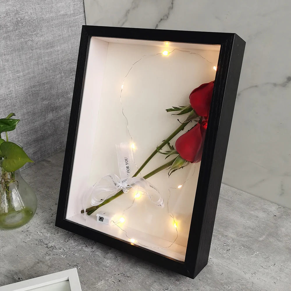 Shadow box frames bouquet display flower case depth 3cm wooden photo frame for displaying three-dimensional gift