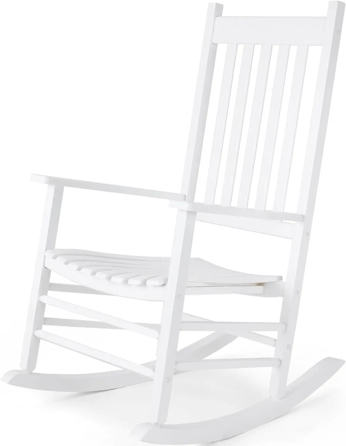 Wooden patio rocking chair with high back for outdoor indoor garden balcony,porch rocker - white / united states
