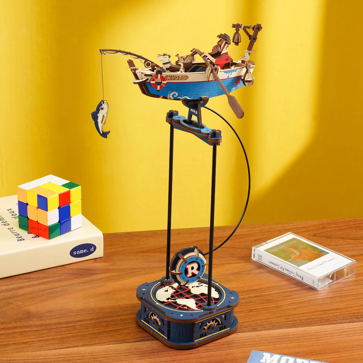Robotime rokr gravity swing model building kit 3d wooden puzzle kit sky captain ocean fisher best gifts for adults