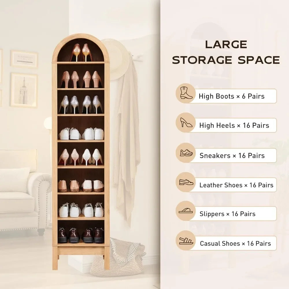 71’’ tall arched bookshelf 8 tiers arch bookcase with storage modern farmhouse book shelf adjustable shelves wood