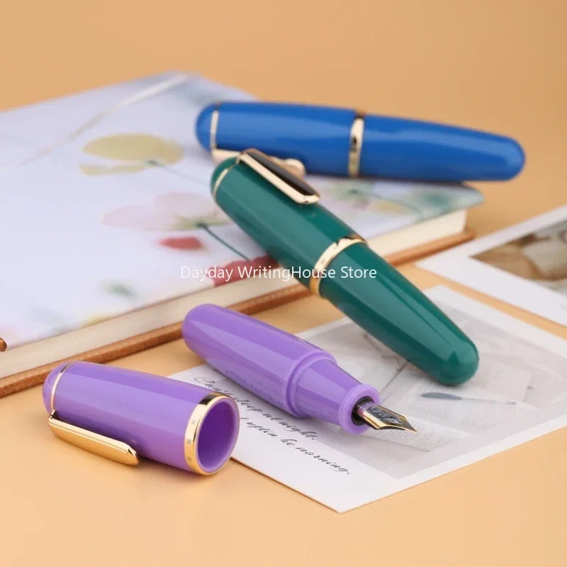 Majohn q1 mini wood/acrylic transparent pocket-size eyedropper fountain pen iridium long knife nib portable ink writing