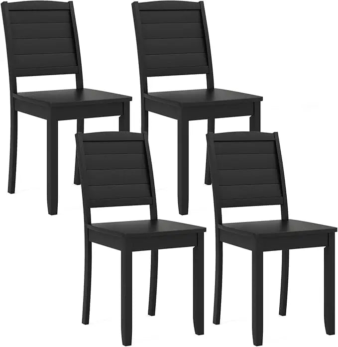 Wood dining chairs set of 4 modern kitchen w/rubber legs curved backrest farmhouse diner chairs, - black / united states