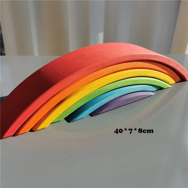 Wood montessori toys rainbow stacking bridge cars matryoshka dolls forest trees for kids educational blocks play