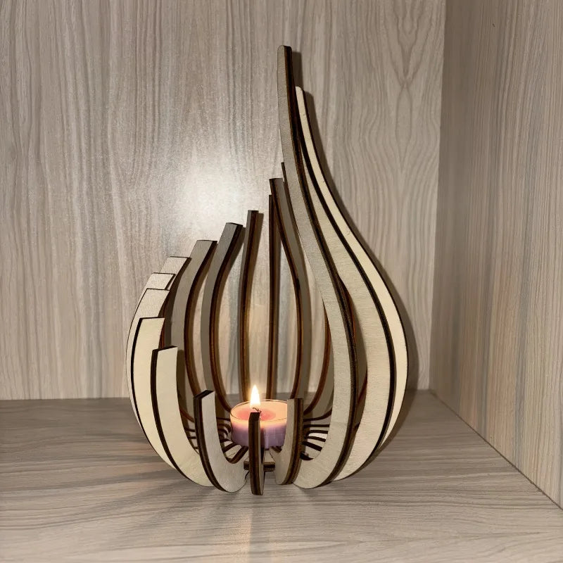 1pc elegant modern minimalist candleholder wooden table centerpiece candlelight accent for party decor - home