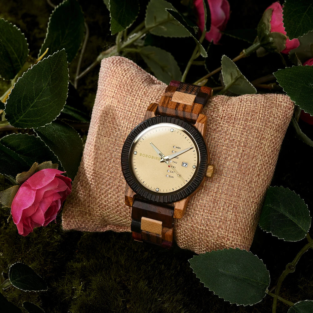Bobobird men’s wristwatch japanese quartz movement wooden watch fashion business engraved chronograph calendar great