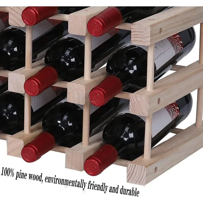 Wine rack small countertop cabinet stackable storage wooden freestanding floor holder - 20 bottles / united states