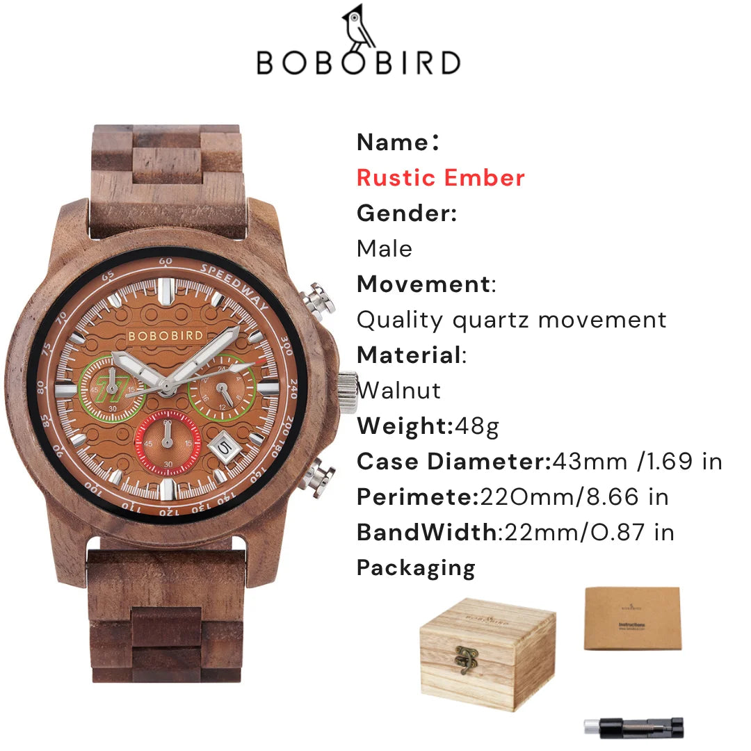 Bobobird men’s wooden watch classic style eco-friendly timepiece for business casual wear christmas gift him