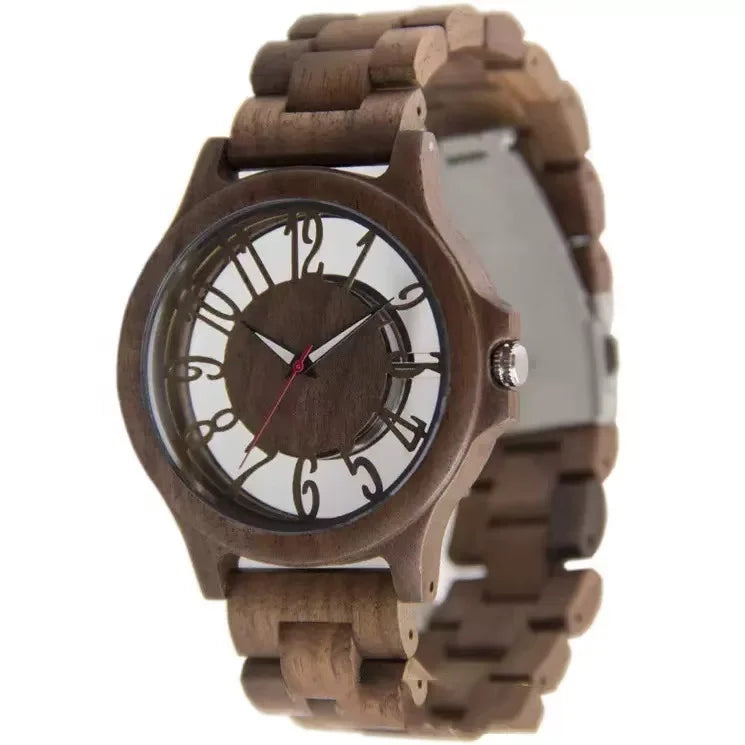 Wooden watches for men handmade engraved wood watch analog quartz men’s - a006b