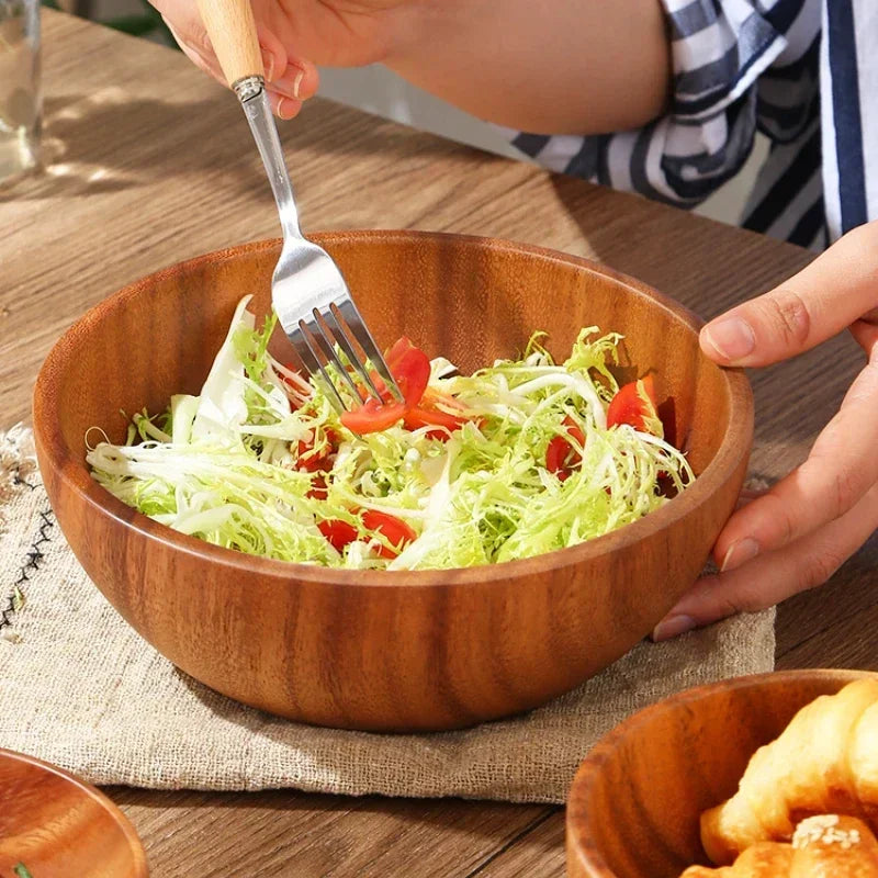 Home wooden bowl japanese acacia salad large kneading tableware