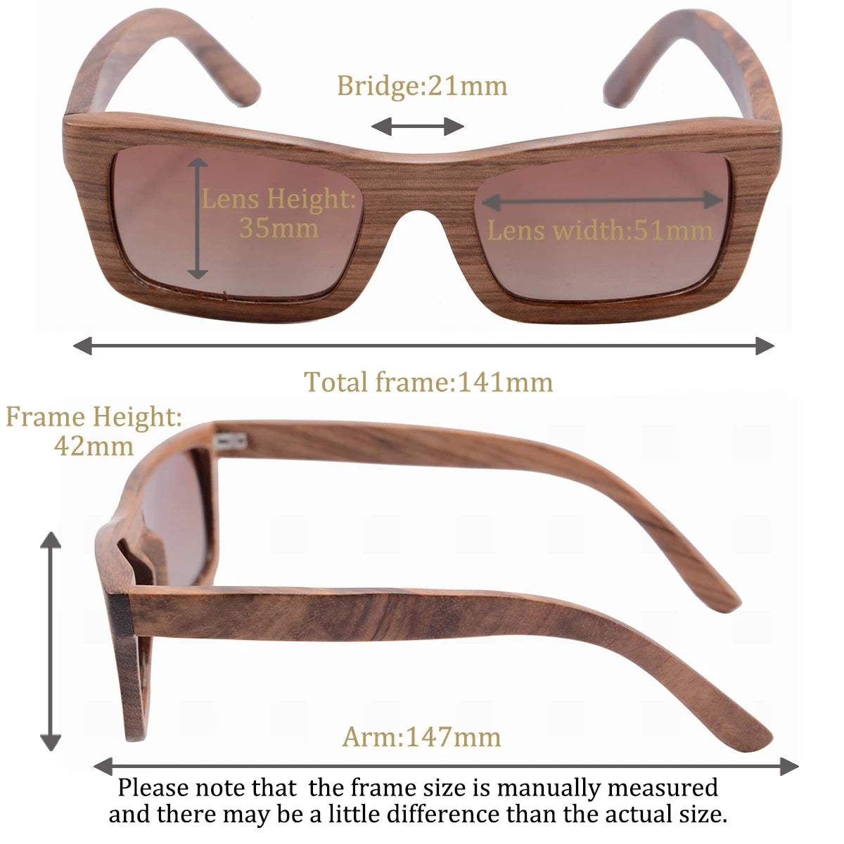 Handmade bamboo wood sunglasses square wooden frame polarized sun glasses for unisex lovers fashion eyeglasses gafas de