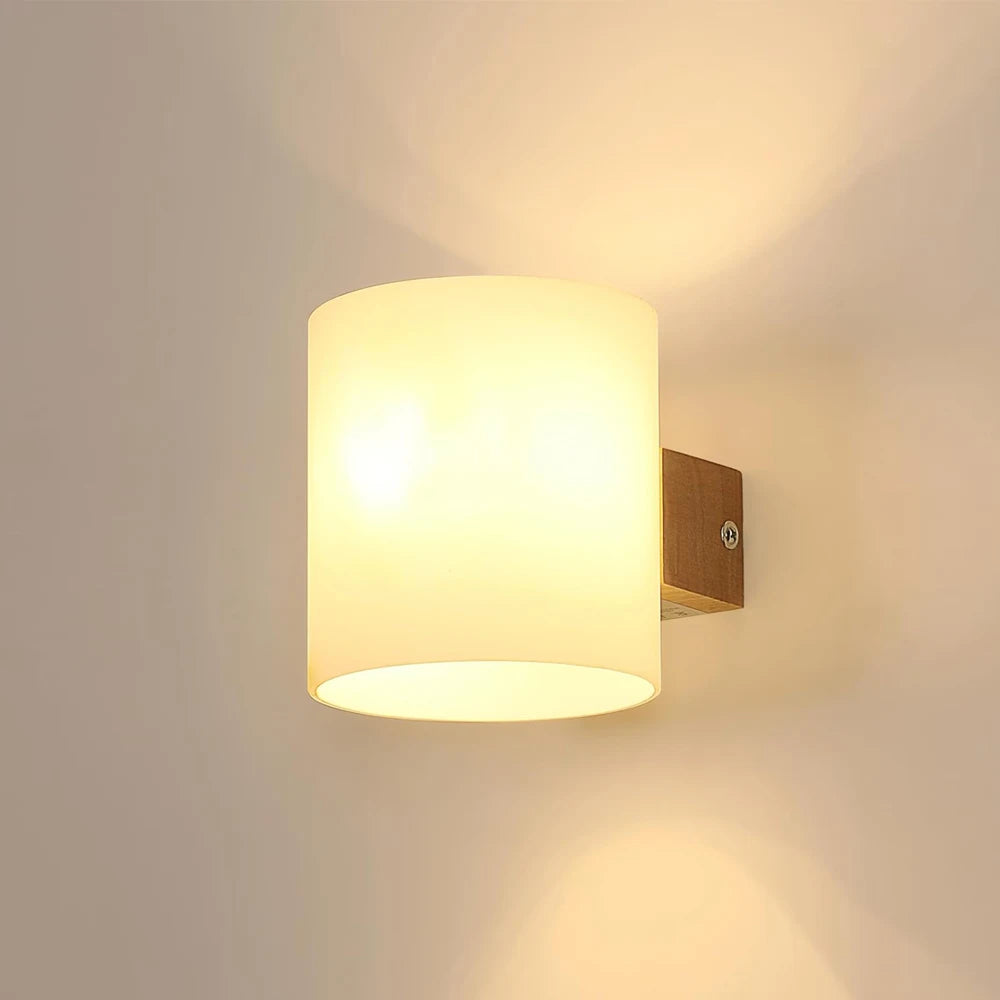 Nordic wood wall lamps with glass shade home indoor decor sconce bedside lamp modern led light night lights fixtures