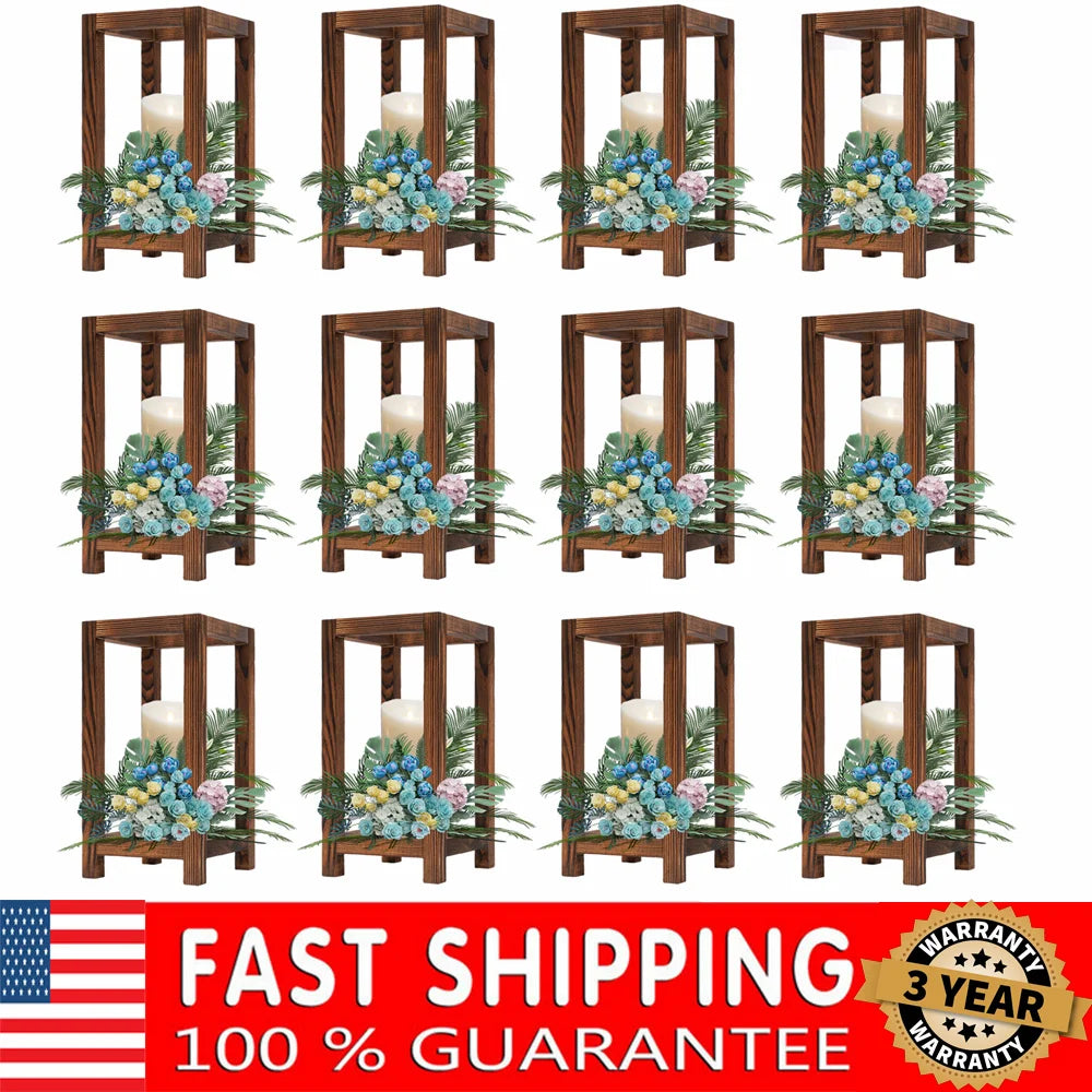 12 pcs wooden wedding lantern centerpiece candle holders 10.6’’ rustic centerpieces for table decor - united states