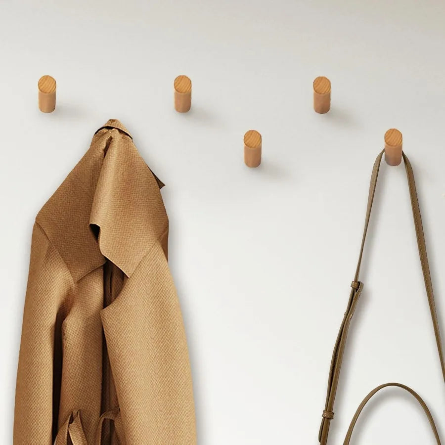 6 pack wood wall hooks rustic wooden coat mount hat for decorative rack hangers hanging clothes - united states