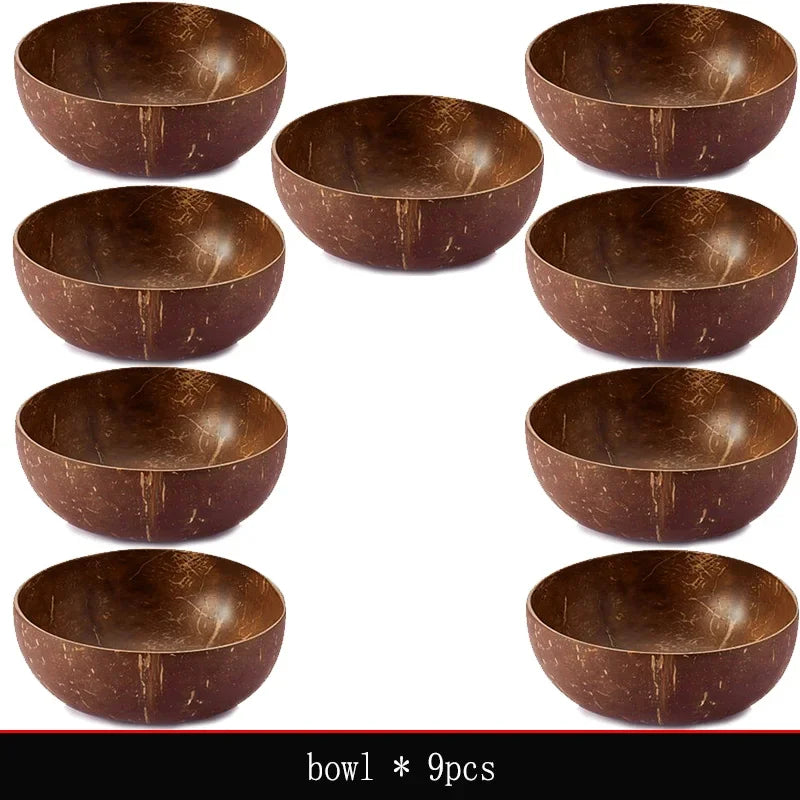 Natural coconut bowl 12-15cm handmade wooden tableware wood spoon dessert fruit salad mixing rice ramen kitchen